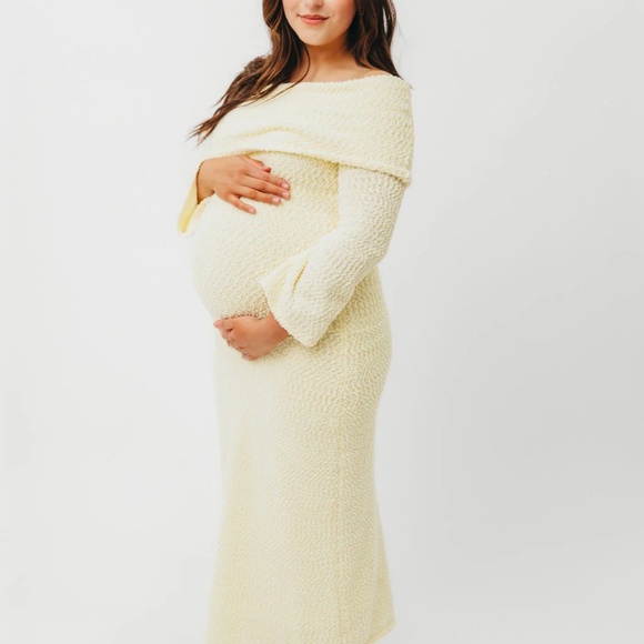 Nora Knit Maxi Dress in Butter Yellow- Bump Friendly - Picture 1 of 2